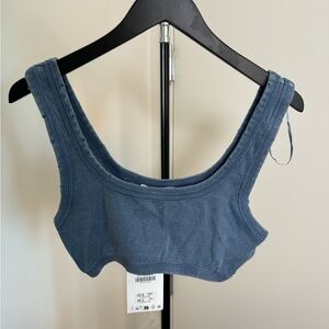 Zara Slate Blue Ribbed Top